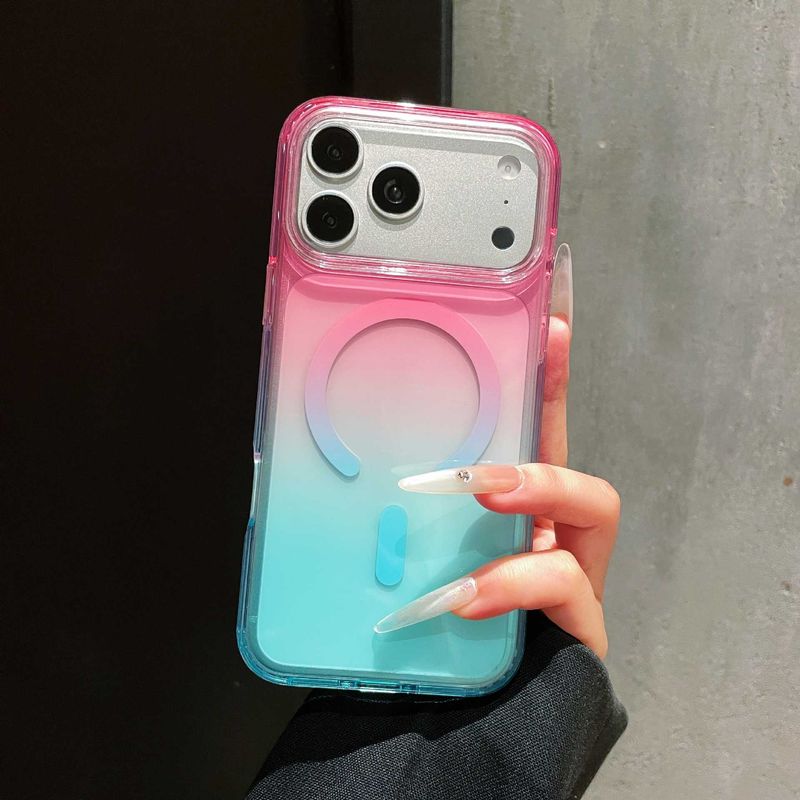 فروش عمده فابریک مناسب برای قاب موبایل اپل 17 کره ای iphone18promax gradient color 17pro پوسته مغناطیسی IMD پوسته سخت ضد ریزش