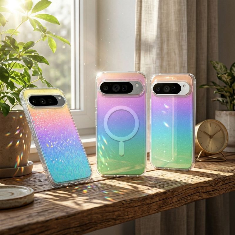 مناسب برای قاب گوشی Google 11Pro XL رنگارنگ پیکسل مغناطیسی 10 رنگ آبکاری لیزری پودر زرق و برق pixel9 عمده فروشی IMD لیزر رنگ آبکاری