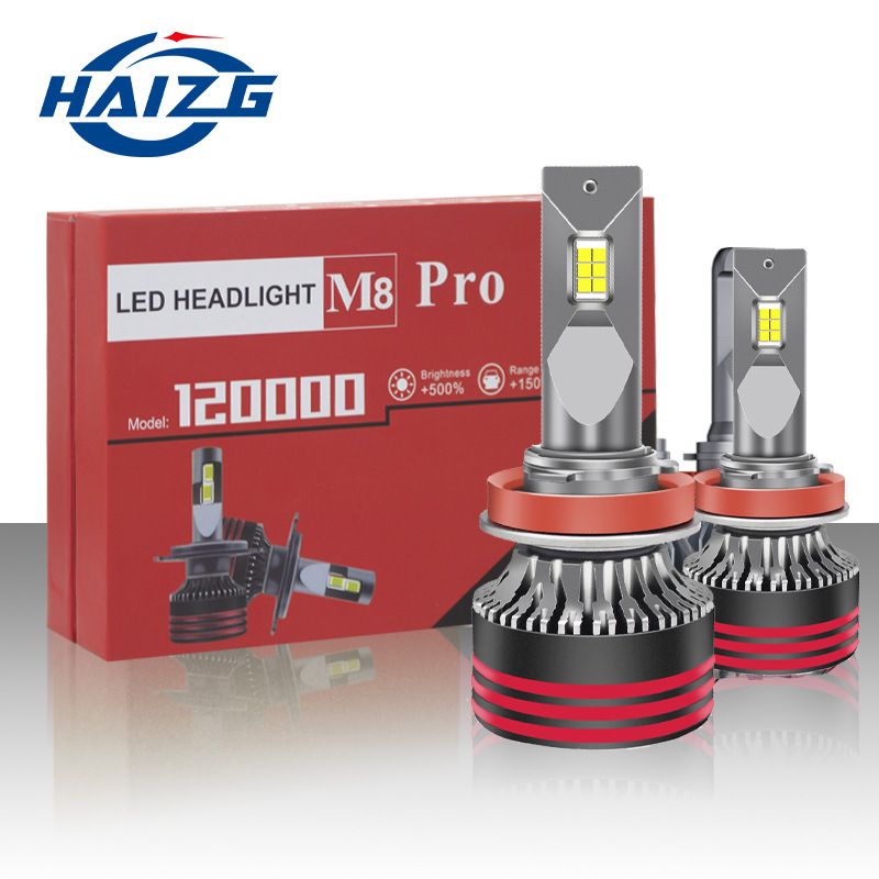 لامپ بزرگ LED ماشین 120 واتی HAIZG چراغ جلو پرقدرت h7 رمزگشایی اصلاح شده بدون صفحه نمایش سوسو نور LED MT/گیربکس دستی