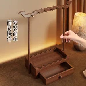جعبه نمایش و نگهداری جواهرات چوبی (میزکار) مناسب برای دستبند، ساعت، النگو، گردنبند و کیسه عطر