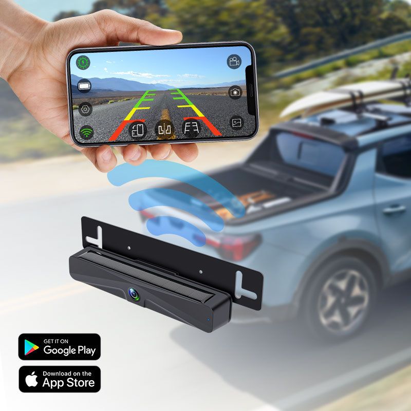 خورشیدی WIFI بی سیم ماشین APP دوربین دنده عقب، تصویر مانیتورینگ نقطه کور، دوربین پلاک نمای عقب، دوربین ماشین ... 10% برتر در فروش