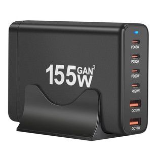 شارژر رومیزی گالیم نیتراید 155 وات PD با 6 پورت 3A3C
