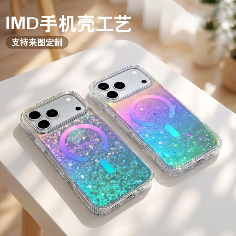 لوگوی قابل تنظیم مناسب برای قاب گوشی iphone18pro imd process رنگی آبکاری شده ستاره سیب 18 قاب مکش مغناطیسی محافظ تلفن همراه...حجم فروش TOP10%