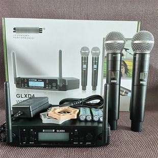 میکروفون بی‌سیم حرفه‌ای GLXD4 دو کاناله SM58 برای اجرای صحنه و آواز