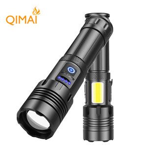 چراغ قوه قوی XHP160 و COB LED قرمز سفید با شارژ USB