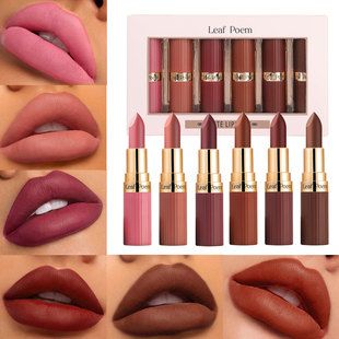 ست کامل آرایشی LEAF P0EM شش عدد رژ لب مات ضد آب